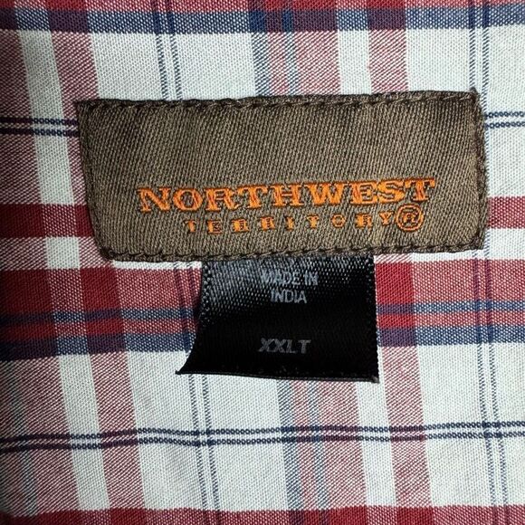 Northwest Territory Plaid Shirt Men’s XXL Tall Red White Long Sleeve Outdoors - Picture 5 of 9